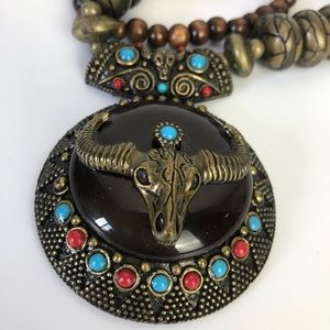 Southwestern bull wood turquoise necklace